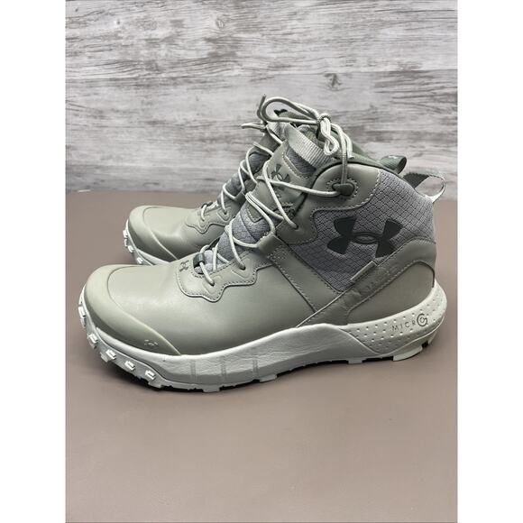 UNDER AMOUR MENS 9 Micro G Valsetz 6" Mid Green Leather Waterproof 3025577-300 - Picture 4 of 10